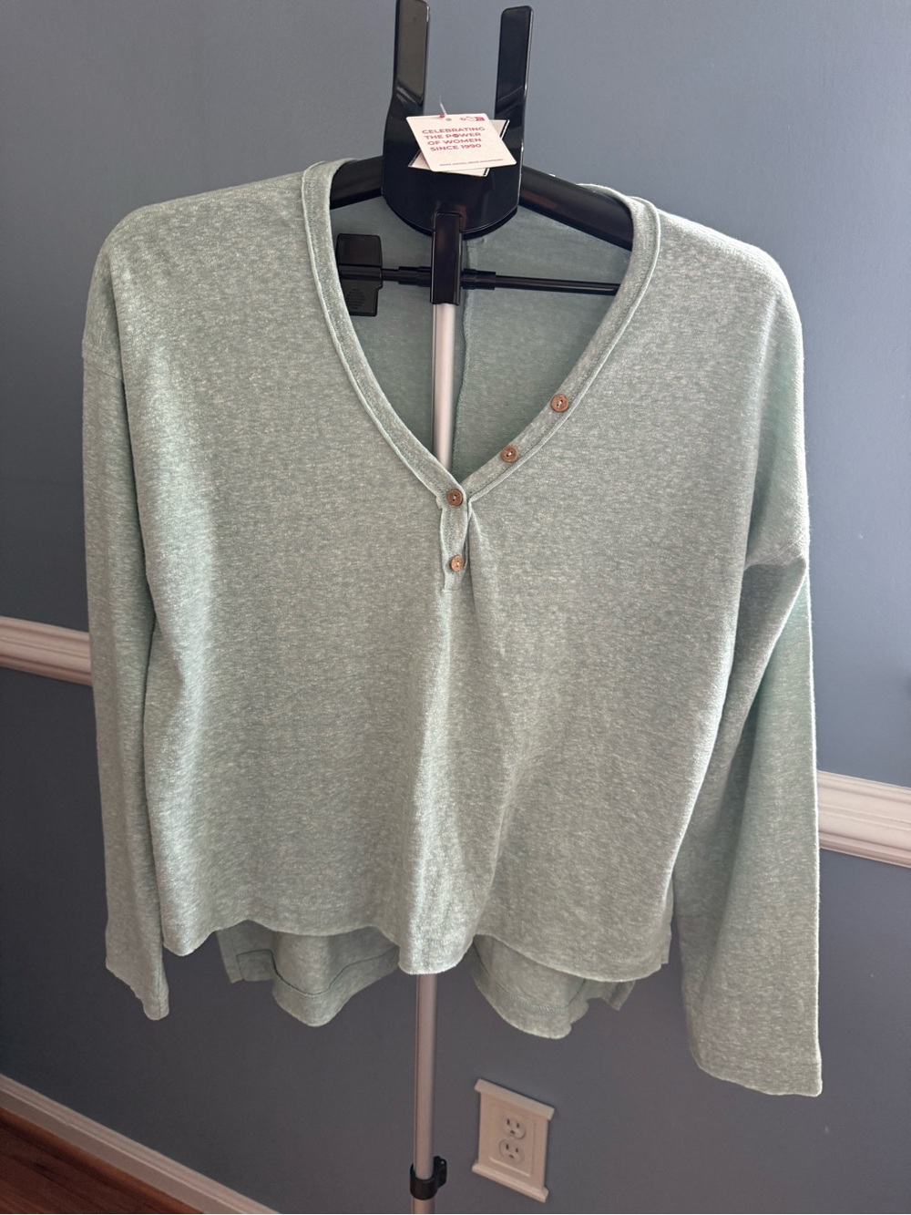 NWT Roxy Aquifer Seafoam Green Slub Henley Top Size M 🏄‍♀️